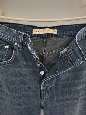 GRLFRND Indigo High-Rise Button-Fly Jeans